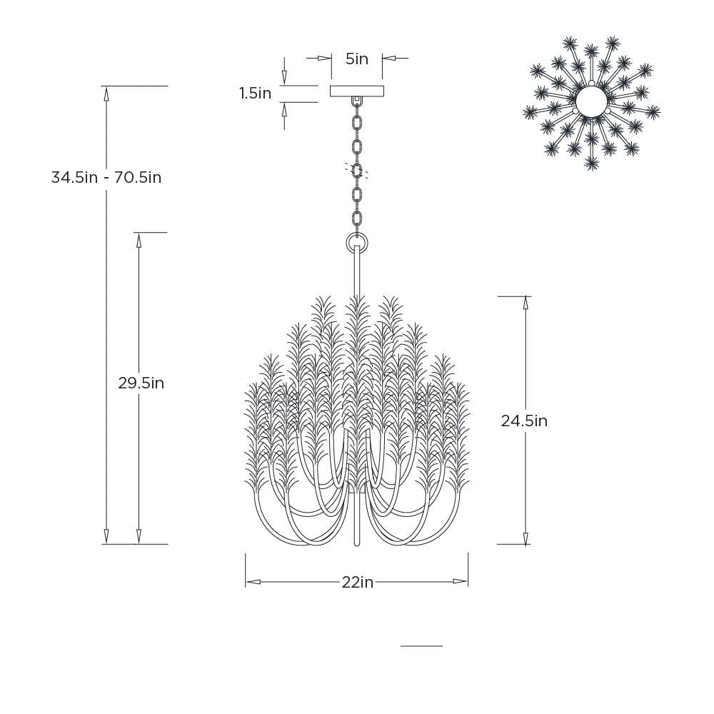 Kaia Small Chandelier DSS05 technical dimension drawing