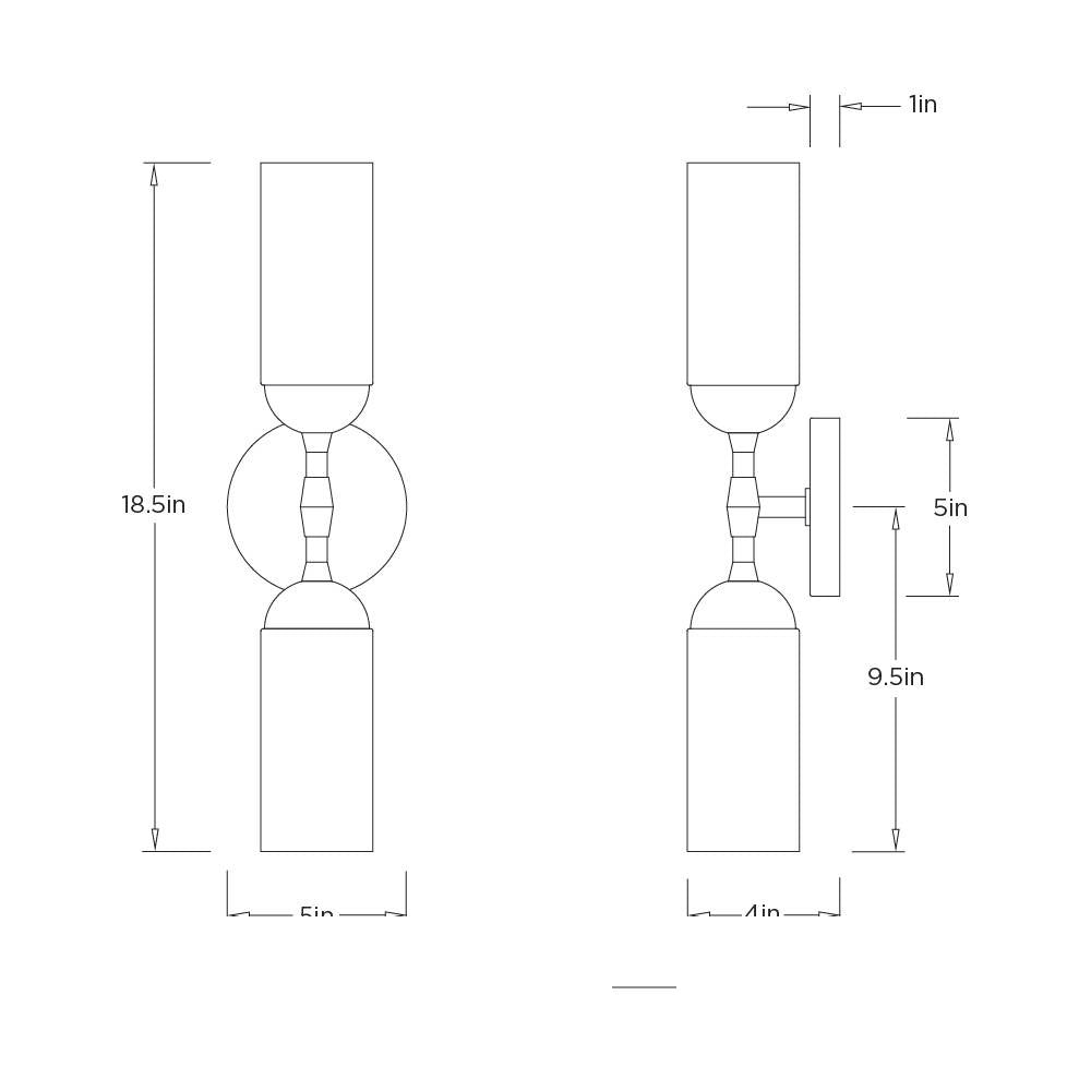 Emmett Wall Sconce DWC102 technical dimension drawing