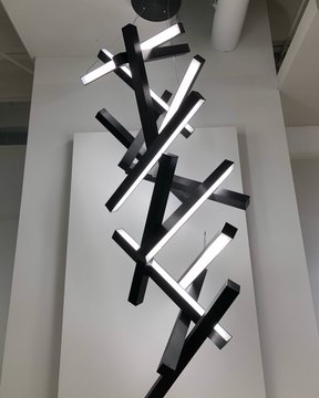 Modern Vertical Geometric Aluminum Chandelier for Staircase / foyer / high-Ceiling