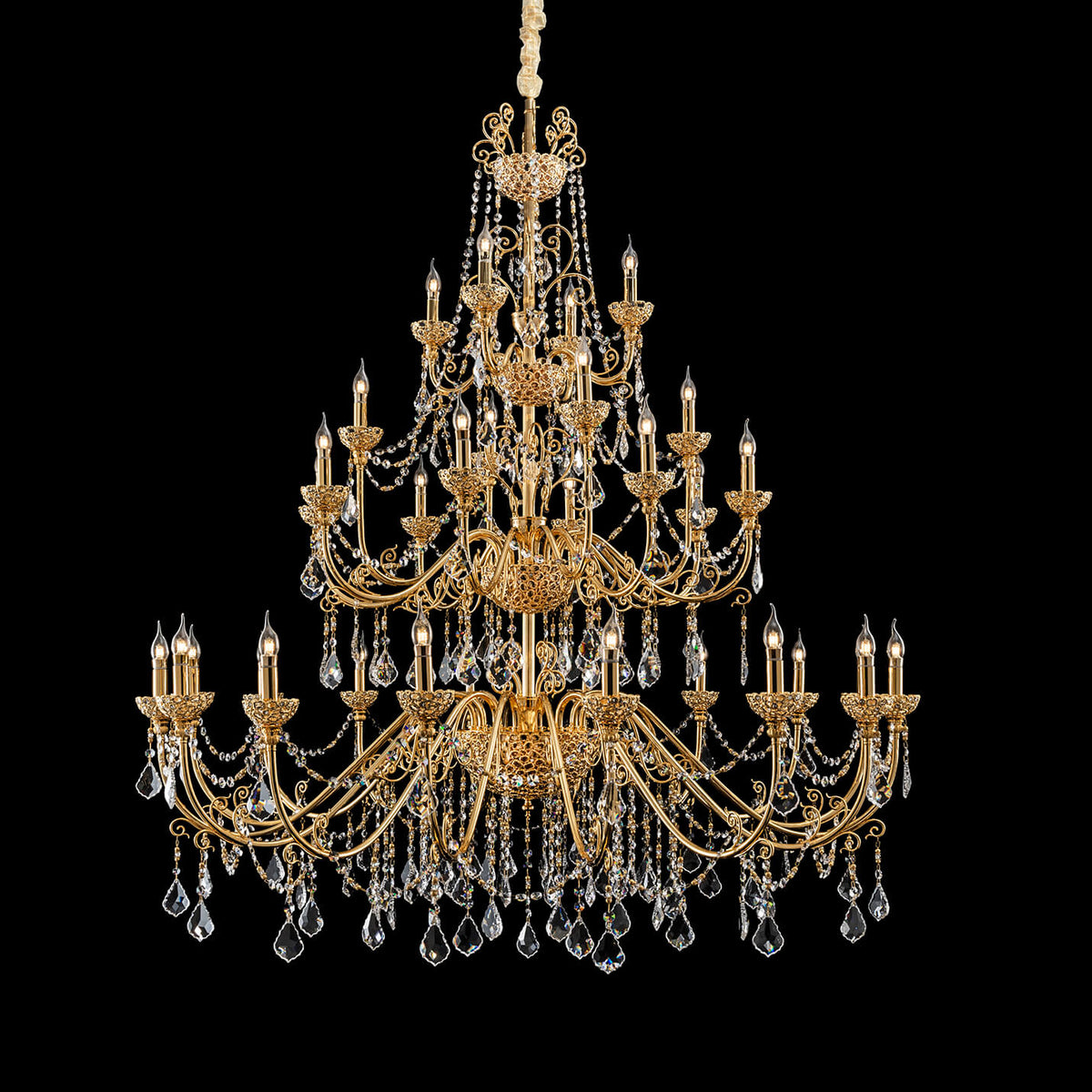 Large Antique Brass Candle Chandelier