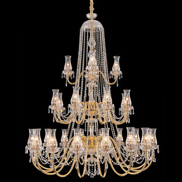 24k Gold Italian 3 Tier Brass Chandelier