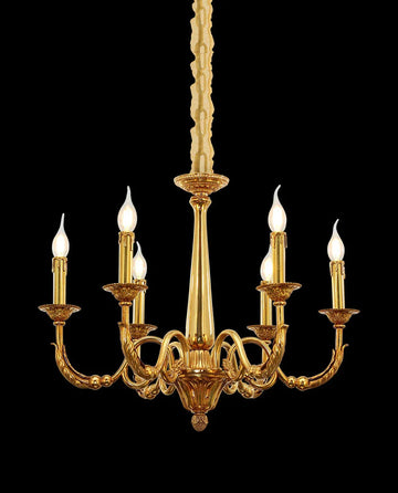 6 Lights Baroque Style Chandelier Small French Brass Chandelier
