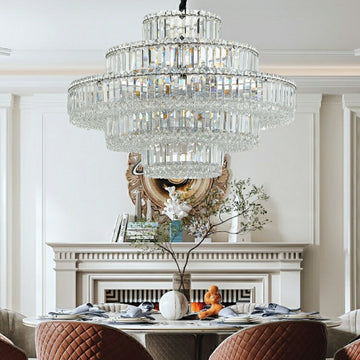 Decorative Living Room Ring Crystal Chandelier Chrome Ceiling Lighting for Bedroom