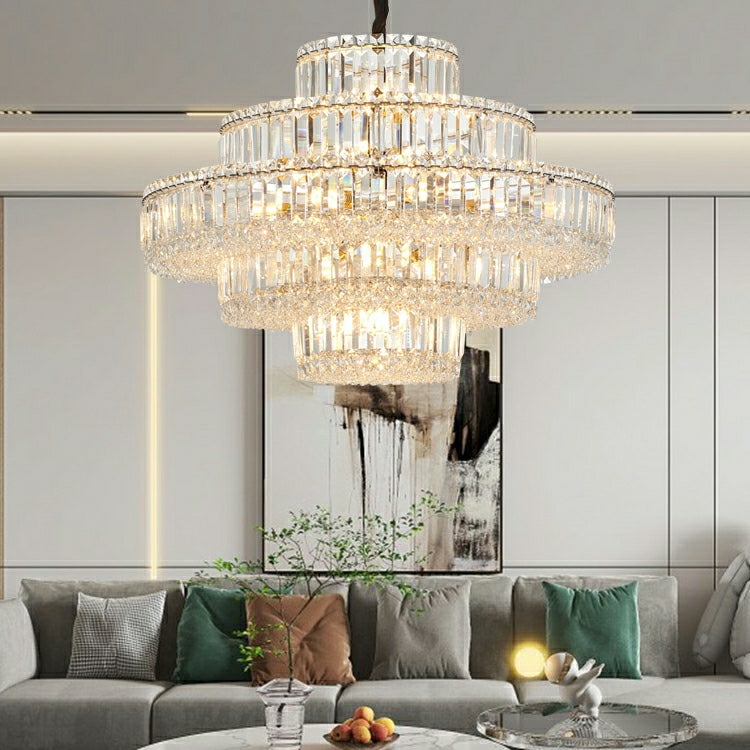 Decorative Living Room Ring Crystal Chandelier Chrome Ceiling Lighting for Bedroom