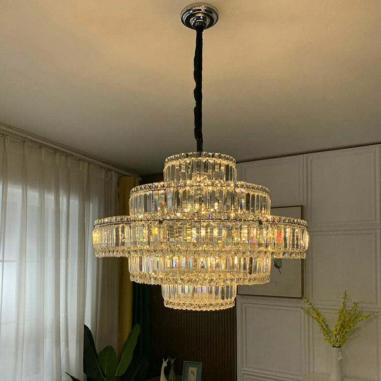 Decorative Living Room Ring Crystal Chandelier Chrome Ceiling Lighting for Bedroom
