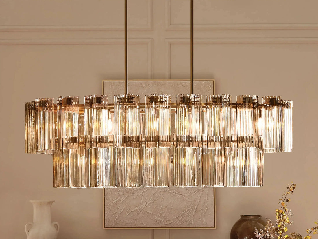 Delsie Oval Art Glass Chandelier 51-Inch63-Inch72-Inchl
