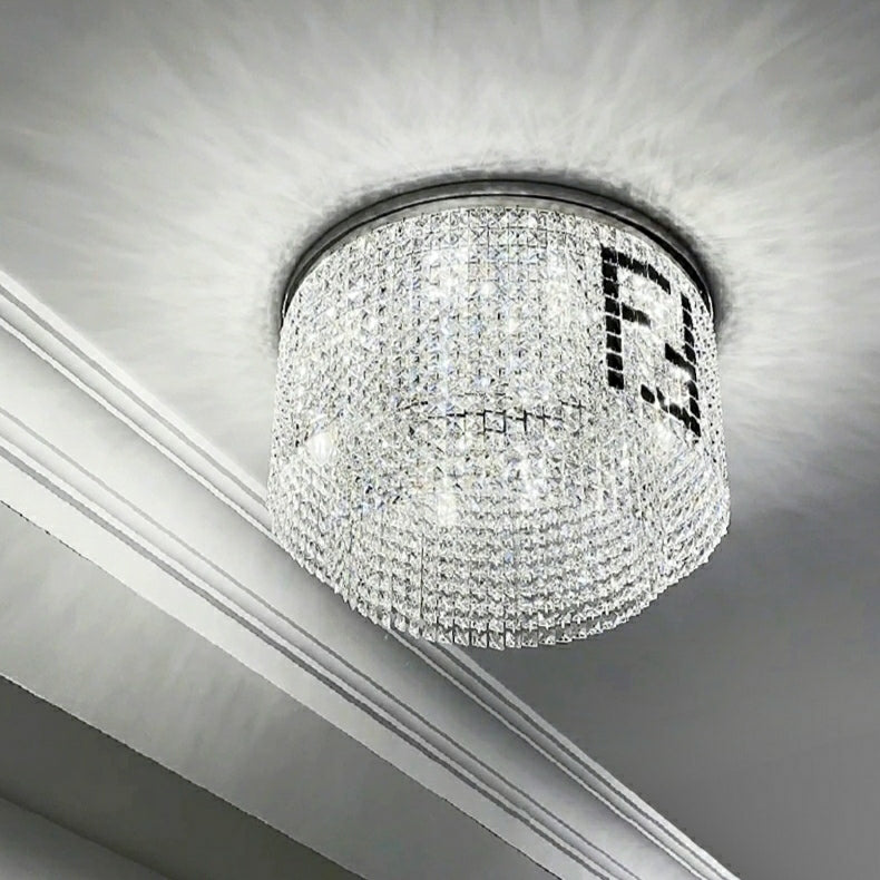 Designer Style Crystal Chandelier Elegant Round Ceiling Lighting for Living / Dining Room