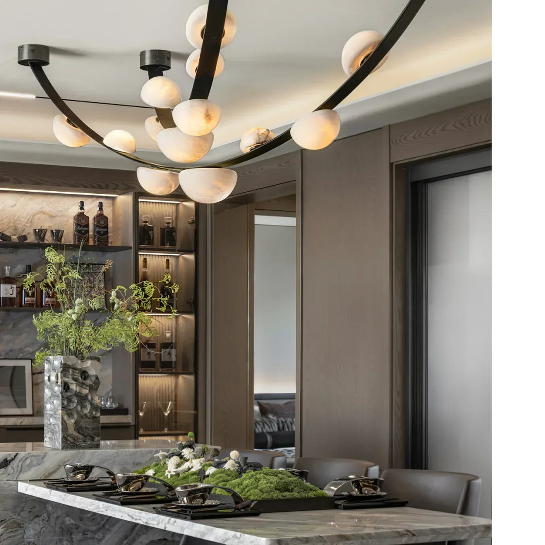 Alex Modern Dew Drops Alabaster Chandelier