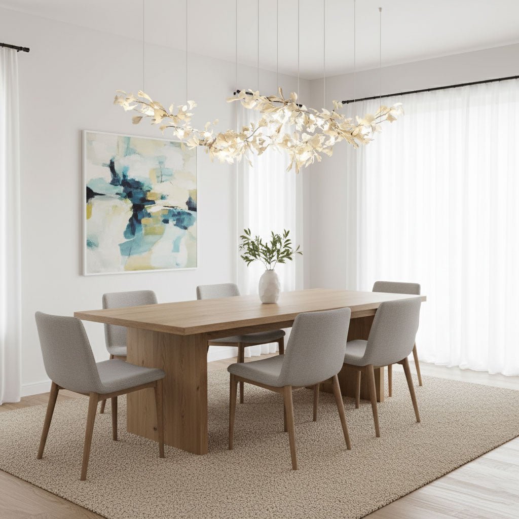 Double Layer Combination Gingko Ceramic Branch Chandelier