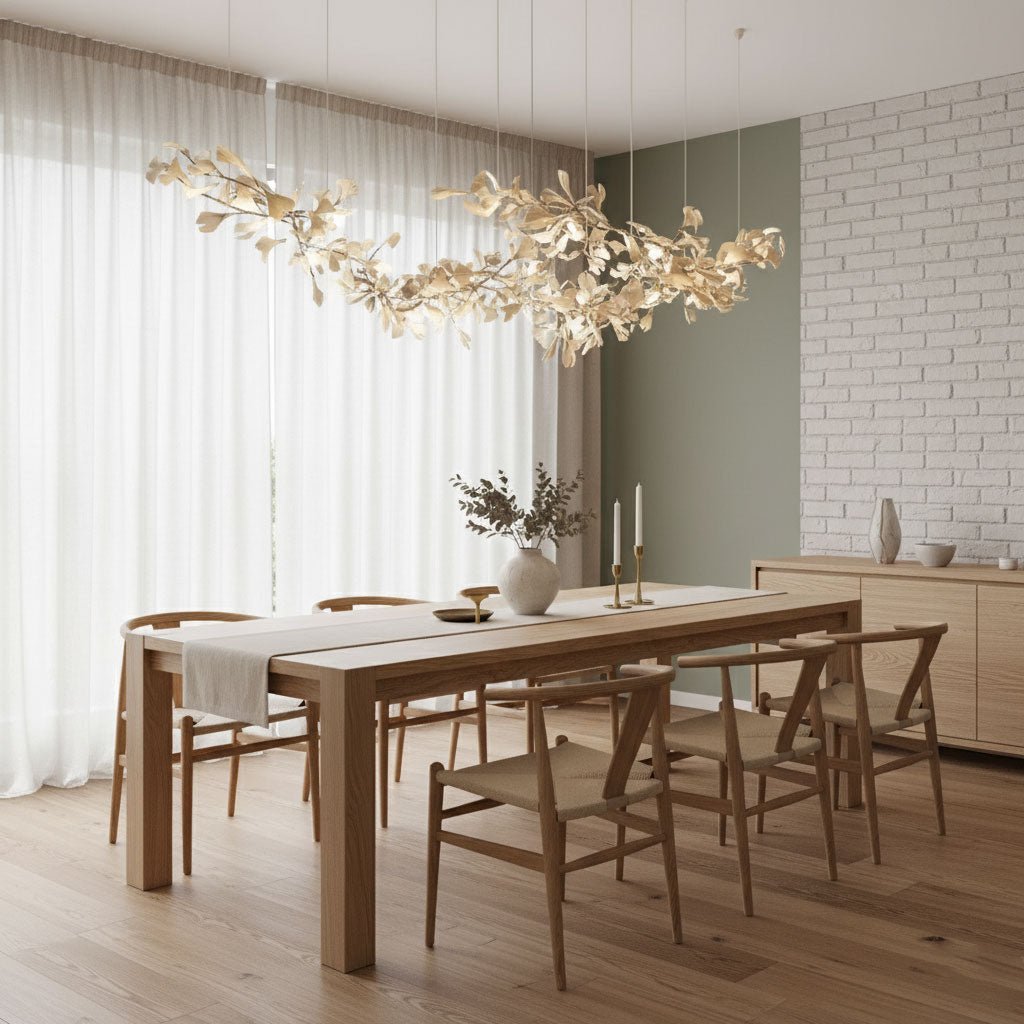 Double Layer Combination Gingko Ceramic Branch Chandelier
