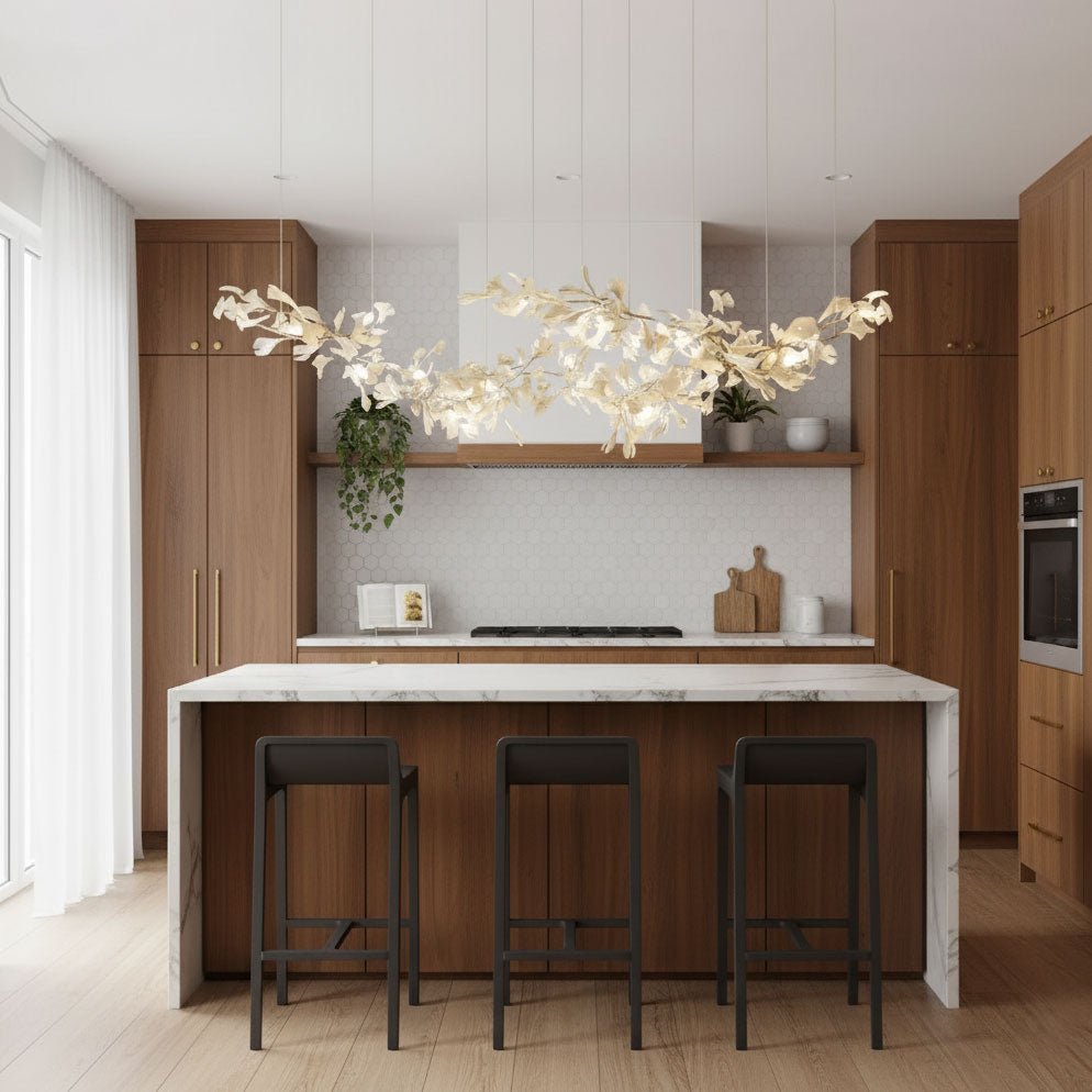 Double Layer Combination Gingko Ceramic Branch Chandelier