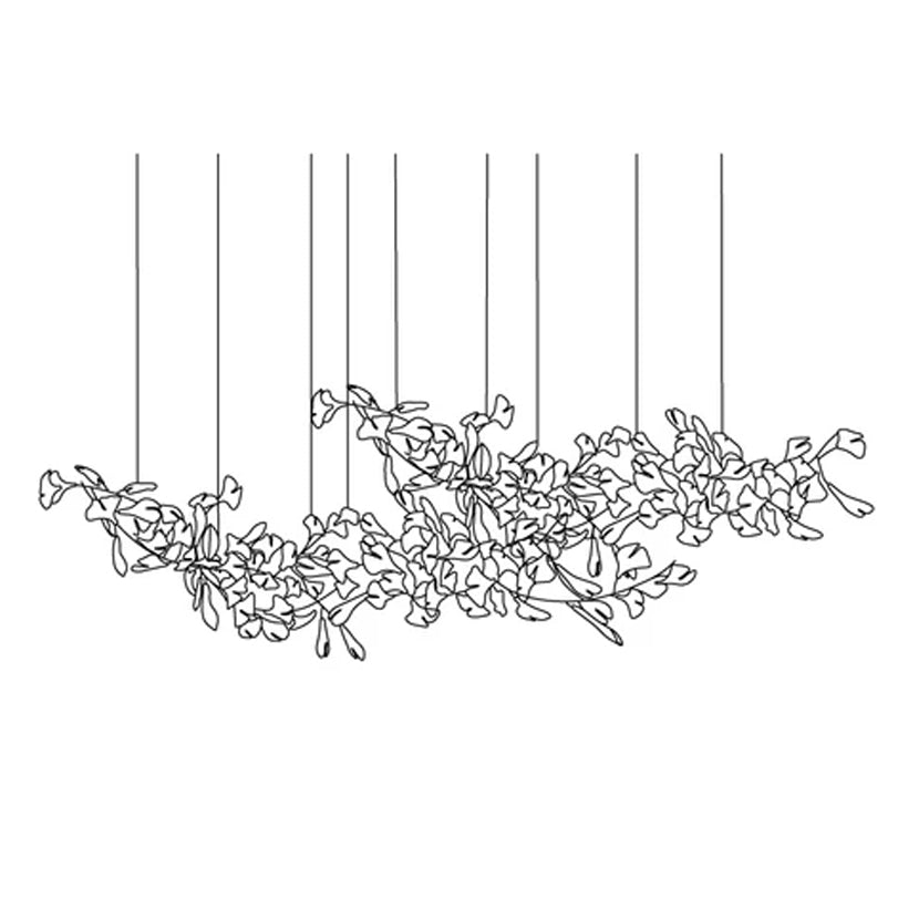 Double Layer Combination Gingko Ceramic Branch Chandelier