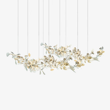 Double Layer Combination Gingko Ceramic Branch Chandelier