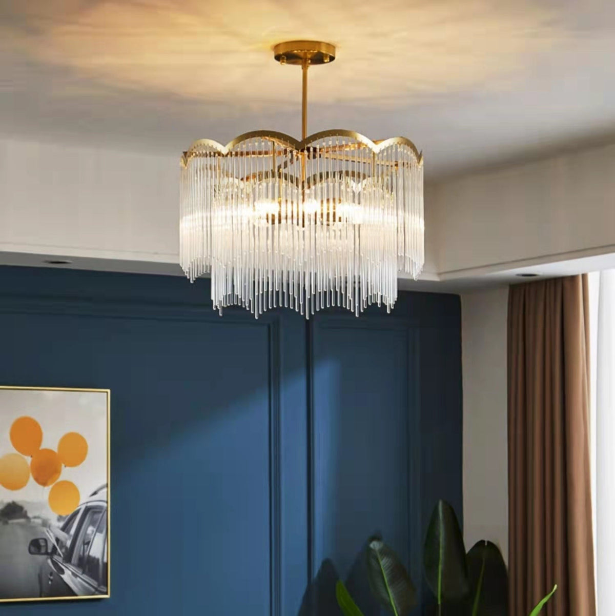 Elegant Lighting Chandelier Linear Crystal Lamp for Living / Dining Room