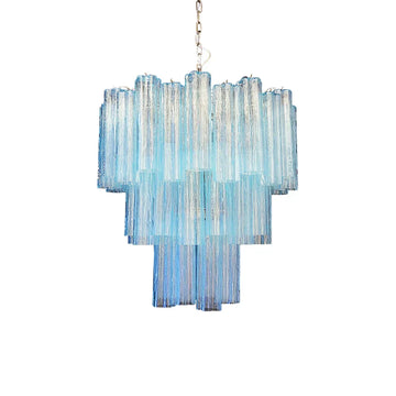 Elegant Blue Murano Glass Tube Chandelier