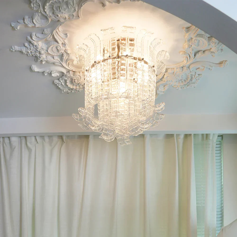 Elegant Murano Leaf Shaped Ceiling Lamp