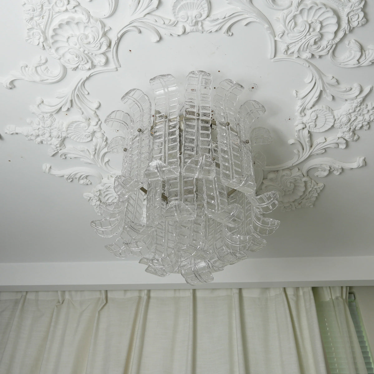Elegant Murano Leaf Shaped Ceiling Lamp
