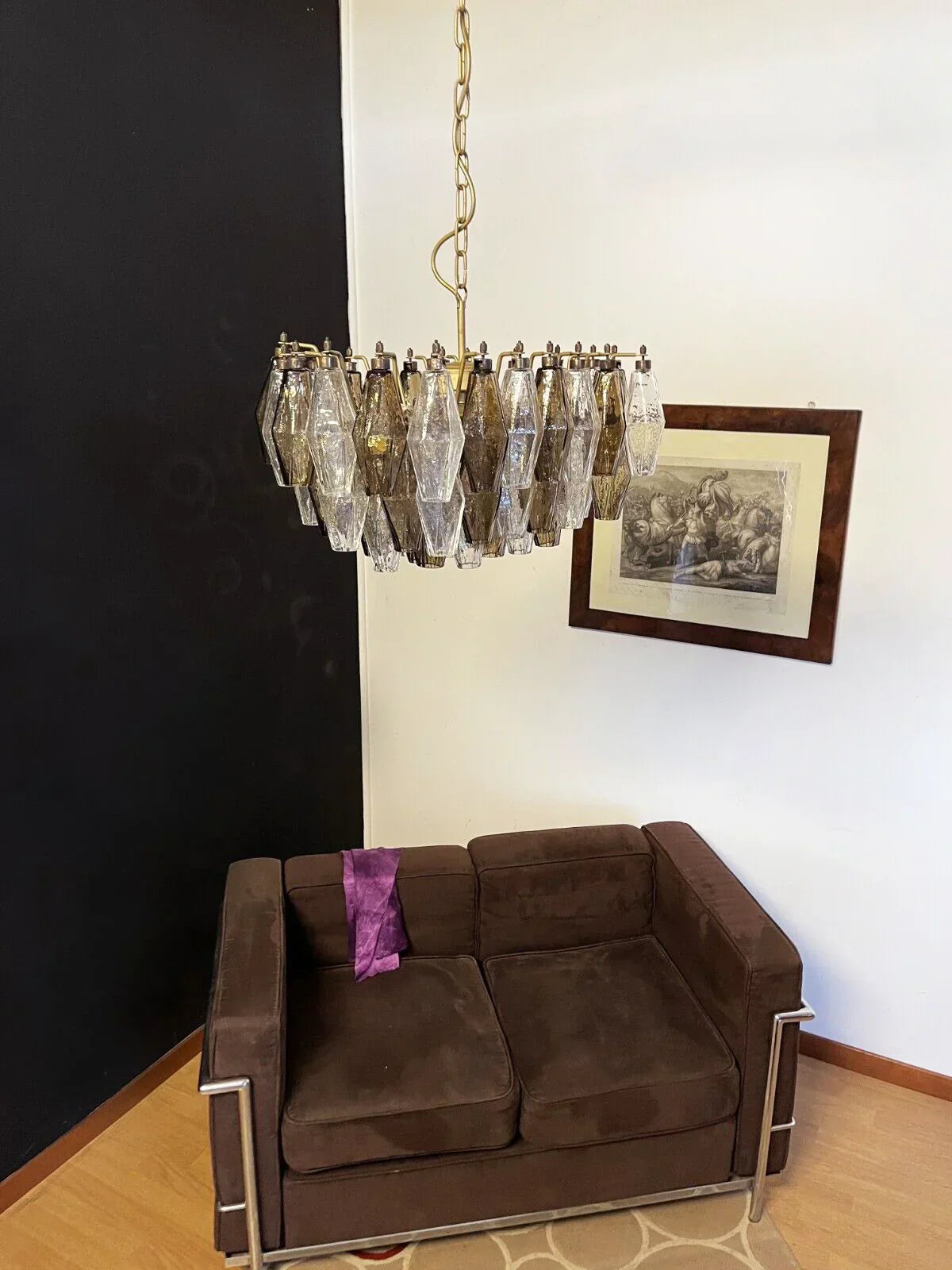 Poliedri Murano Transparent Smoked Chandelier