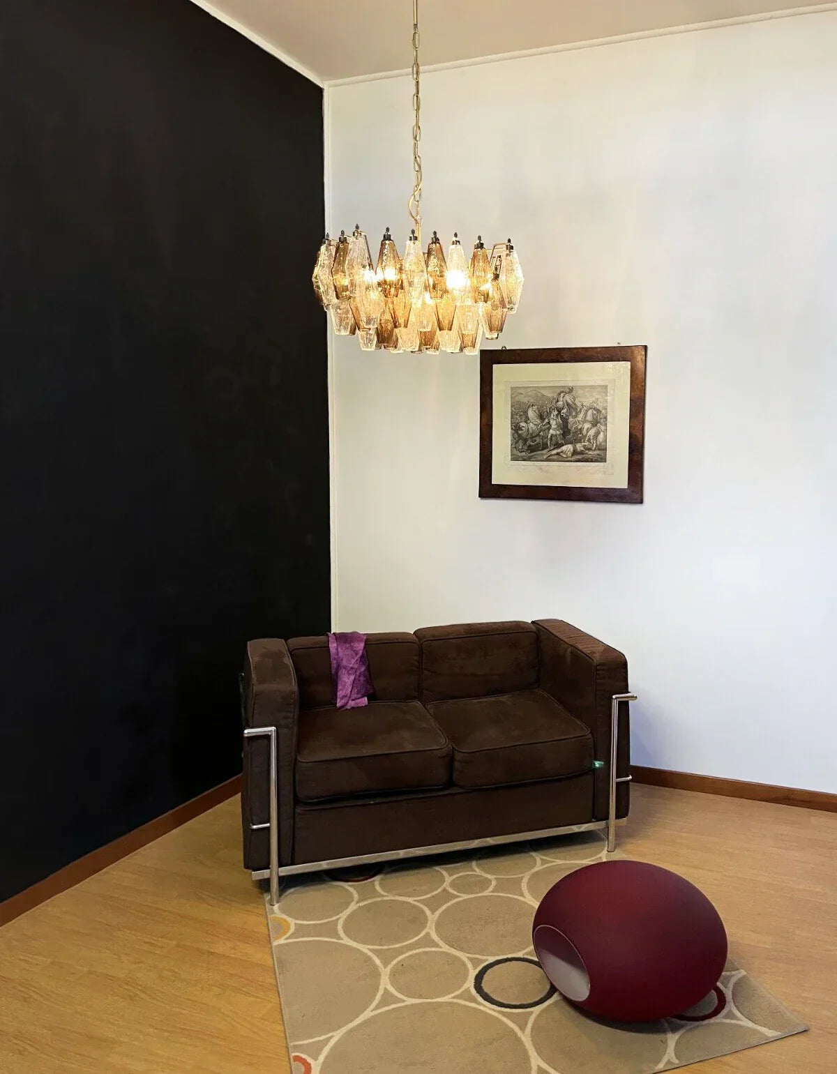 Poliedri Murano Transparent Smoked Chandelier