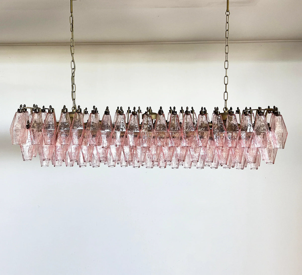 Elegant Pink Murano Poliedri Chandelier
