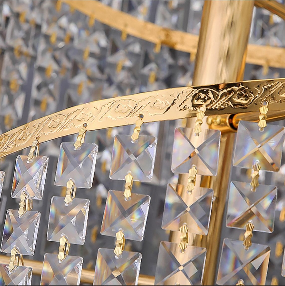 Elegant Foyer Hall Chandelier Long Crystal Ceiling Light for Living Room Entryway Staircase