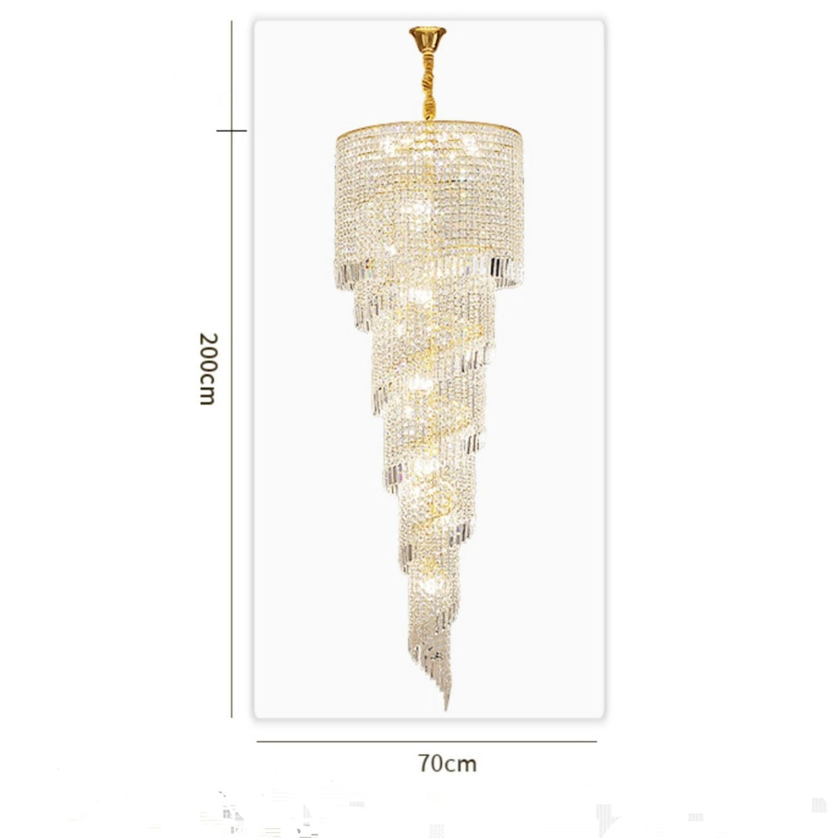 Elegant Foyer Hall Chandelier Long Crystal Ceiling Light for Living Room Entryway Staircase