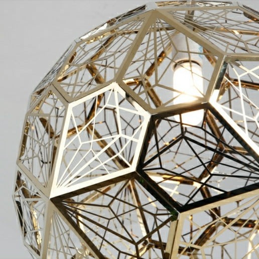 Elegant Italian Designer Single 1-Light Textured Geometric Pendant Lamp with Bulbs Diamond Ball Shaped Ceiling