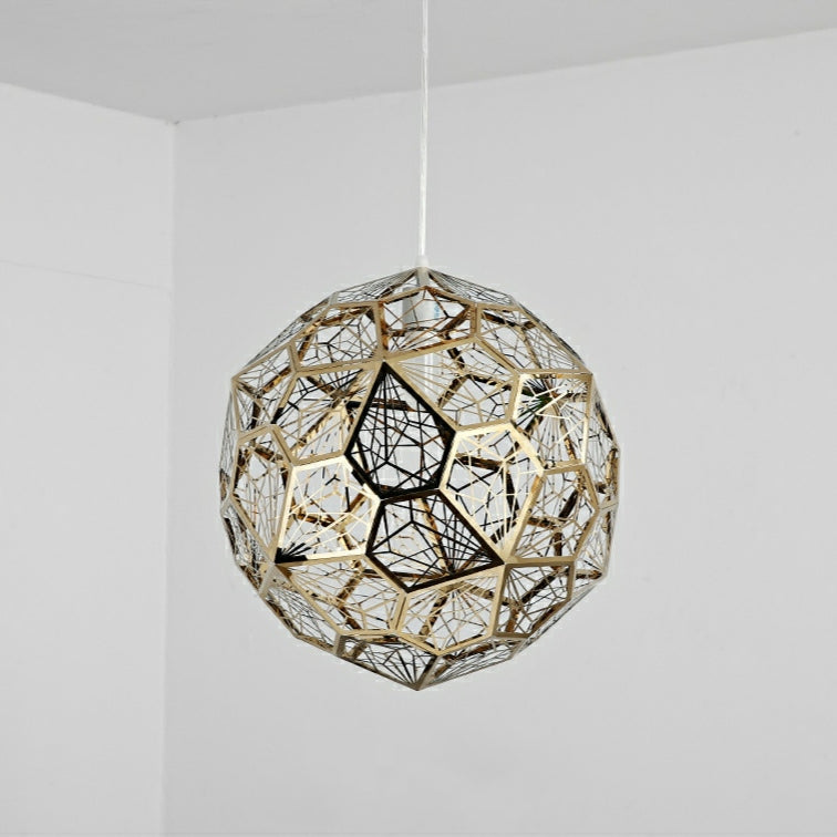Elegant Italian Designer Single 1-Light Textured Geometric Pendant Lamp with Bulbs Diamond Ball Shaped Ceiling