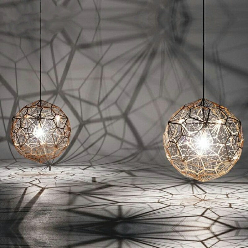 Elegant Italian Designer Single 1-Light Textured Geometric Pendant Lamp with Bulbs Diamond Ball Shaped Ceiling