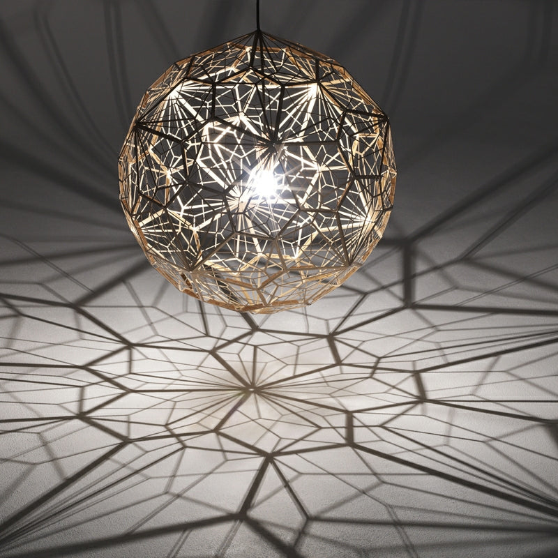 Elegant Italian Designer Single 1-Light Textured Geometric Pendant Lamp with Bulbs Diamond Ball Shaped Ceiling