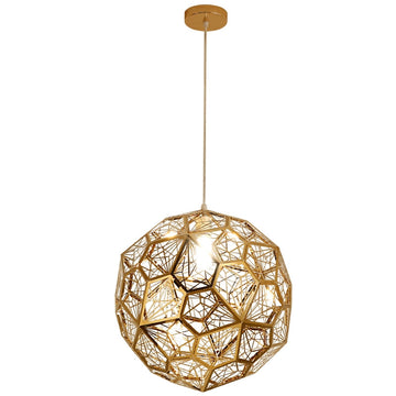 Elegant Italian Designer Single 1-Light Textured Geometric Pendant Lamp with Bulbs Diamond Ball Shaped Ceiling