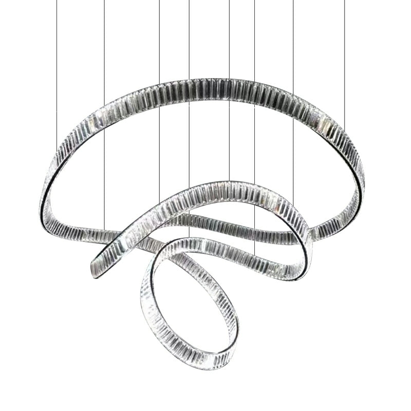 Crystal Chandelier Pendant Light with K9 Crystals and Stainless Steel Chain for Restaurant and Living Room