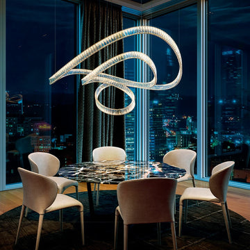 Crystal Chandelier Pendant Light with K9 Crystals and Stainless Steel Chain for Restaurant and Living Room