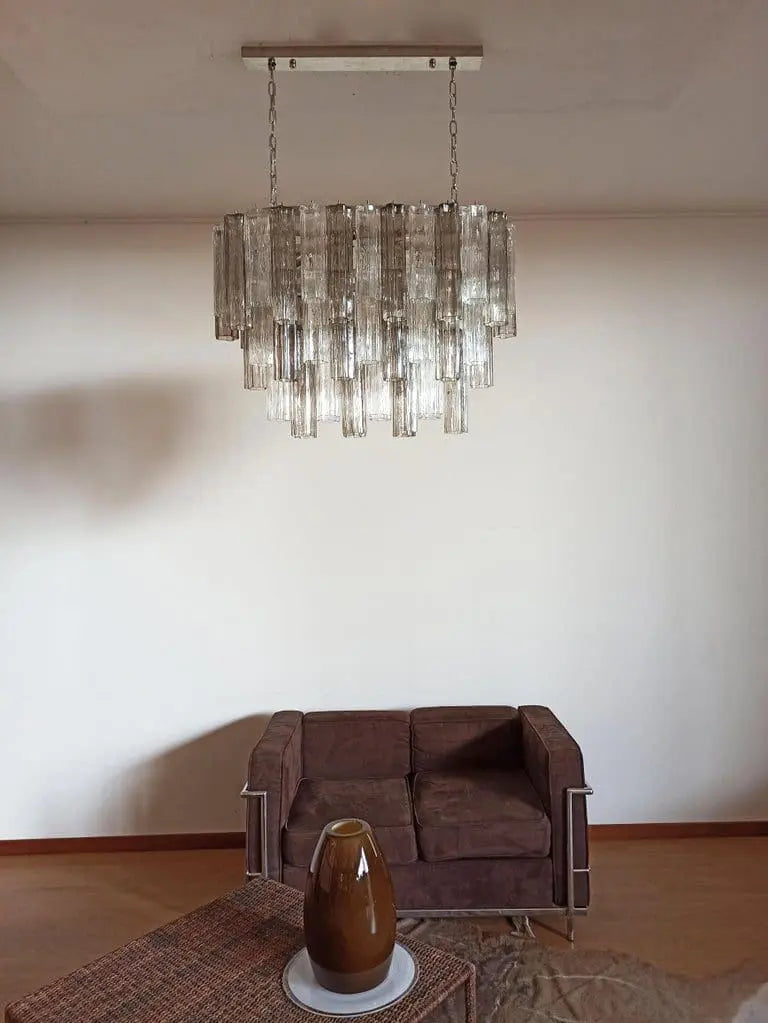 Murano Glass Chandelier – 62 Tubes – Smoked / transparent