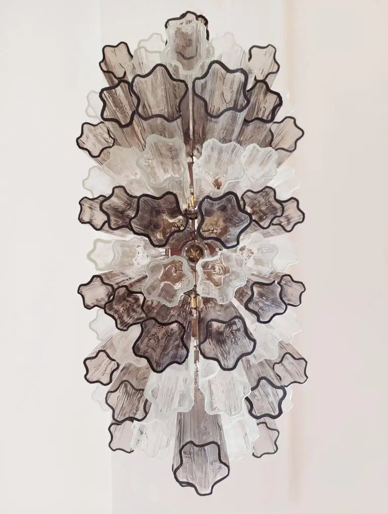 Murano Glass Chandelier – 62 Tubes – Smoked / transparent