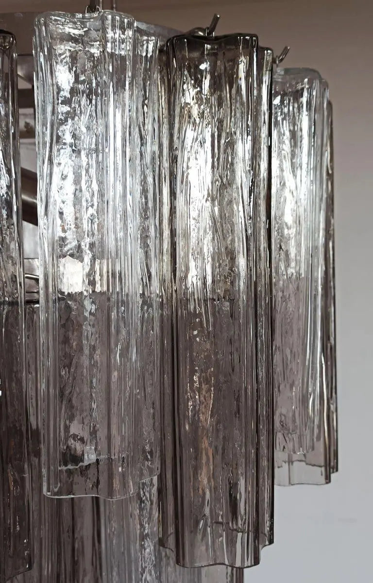 Murano Glass Chandelier – 62 Tubes – Smoked / transparent