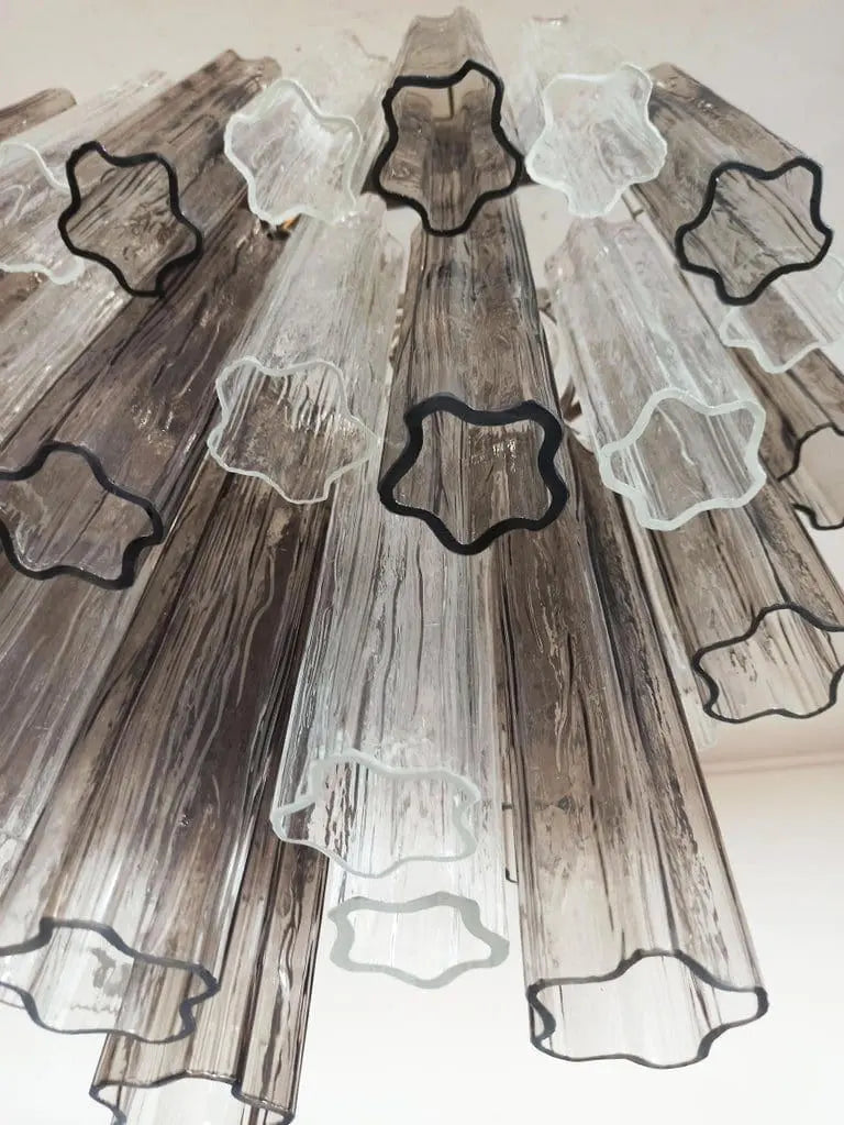 Murano Glass Chandelier – 62 Tubes – Smoked / transparent