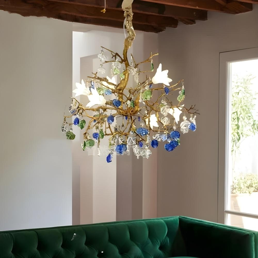 Flaviar Crystal Flower Branch Chandelier