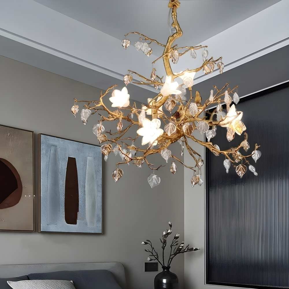 Flaviar Crystal Flower Branch Chandelier