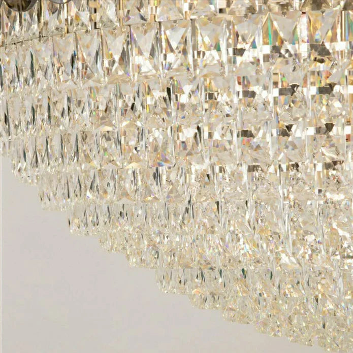 Golden Era Grand Cascade Round Chandelier with Smoky Gray & Clear K9 Crystal Finish for High Ceilings