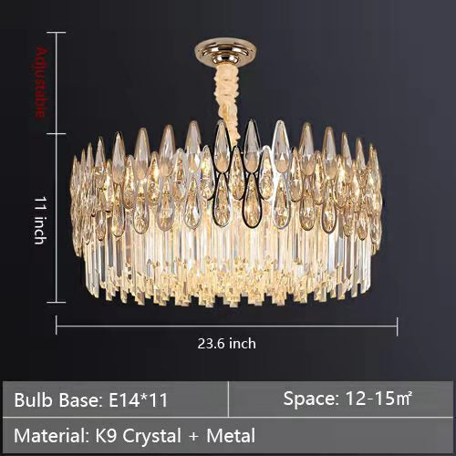 Modern Round / rectangular Raindrop Crystal Chandelier for Low-Ceiling