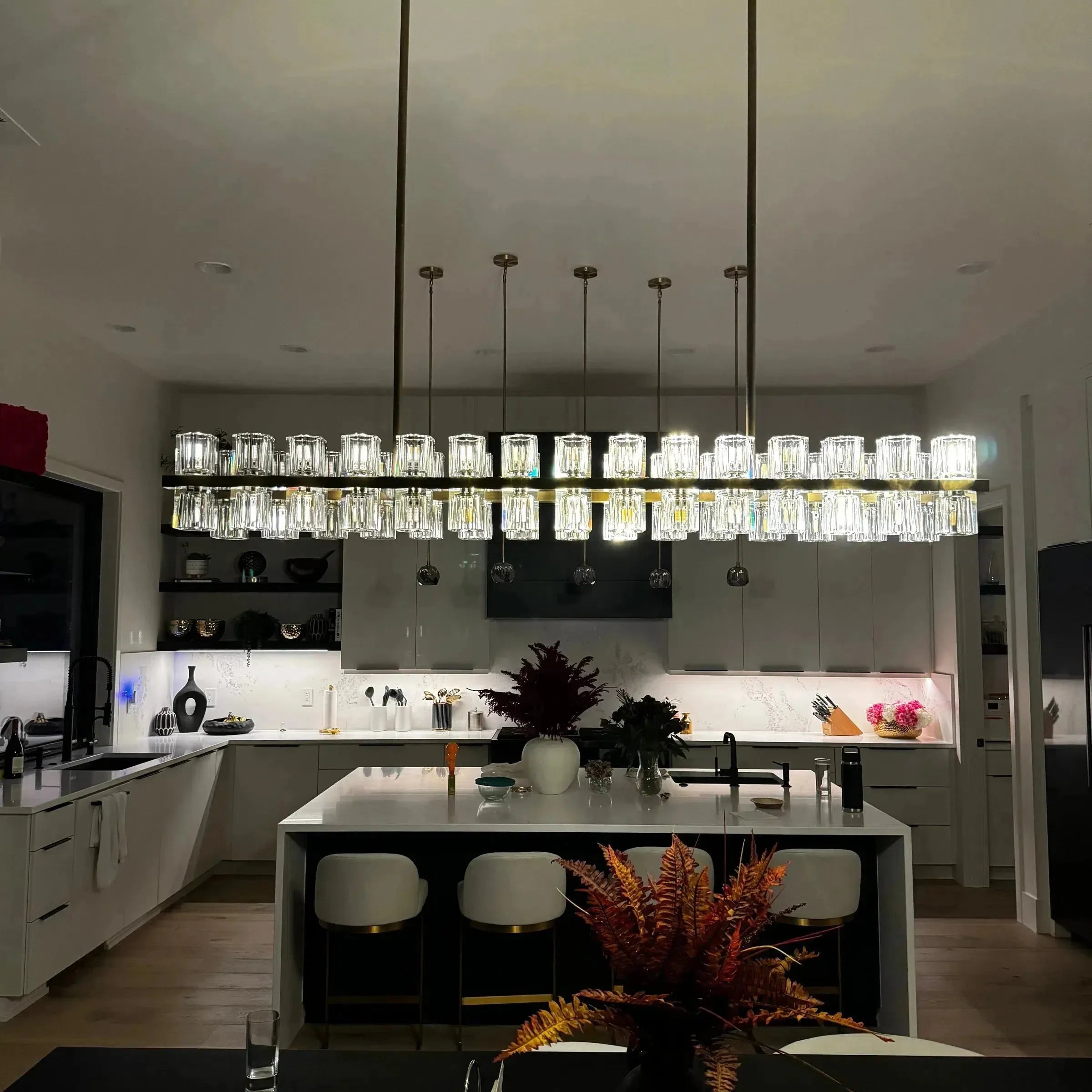 Arcachen Crystal Rectangular Chandelier 72"