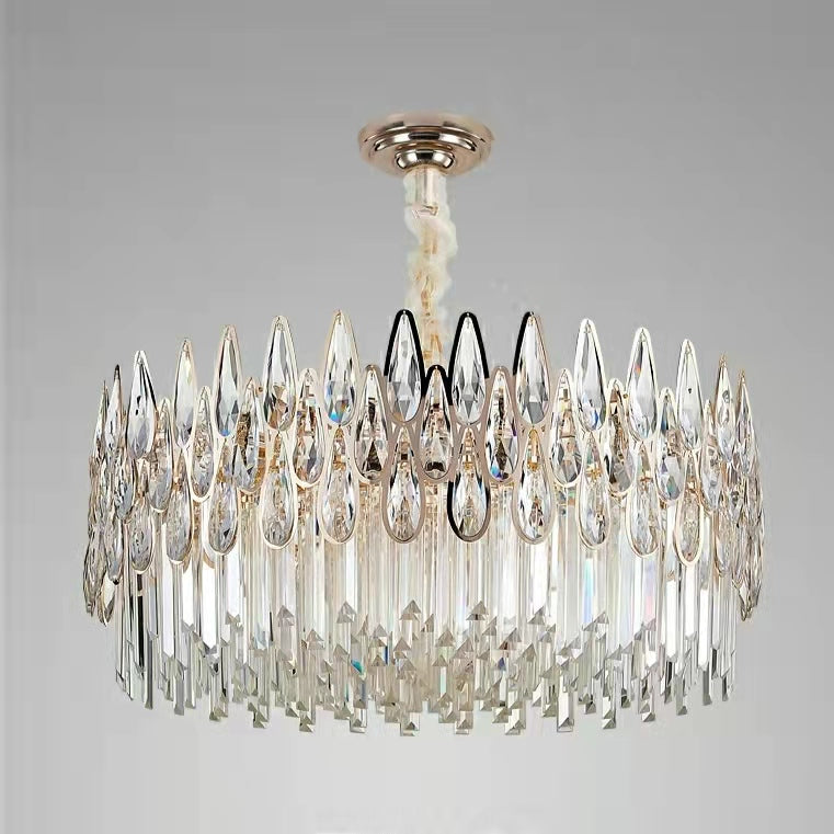 Modern Round / rectangular Raindrop Crystal Chandelier for Low-Ceiling