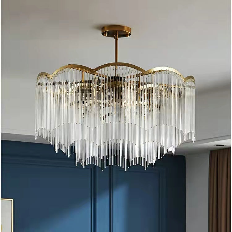 Elegant Lighting Chandelier Linear Crystal Lamp for Living / Dining Room