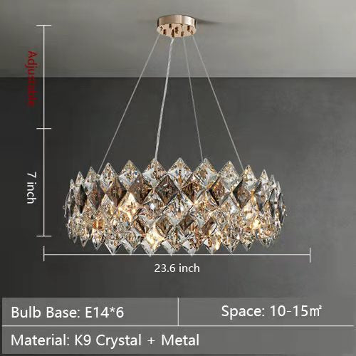 Prismatic Crystal Chandelier for Living Room Dining Room Ceiling Light