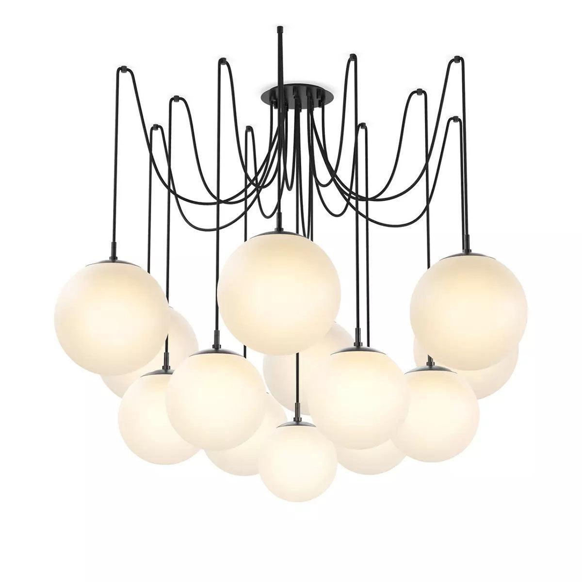 Art Crystal Ball Spider Chandelier Opal Matte Glass