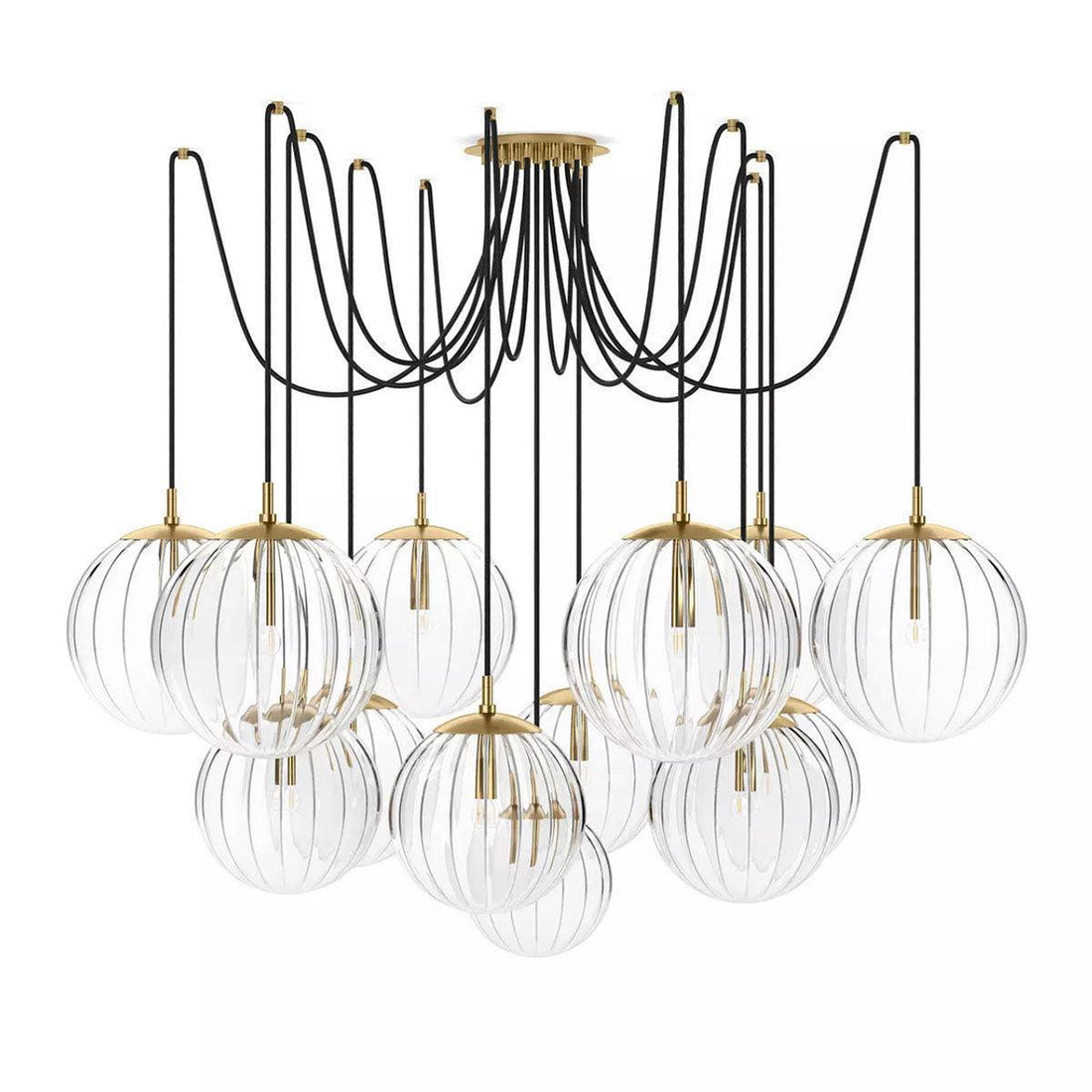 Art Crystal Ball Spider Chandelier Clear Ribbon Glass