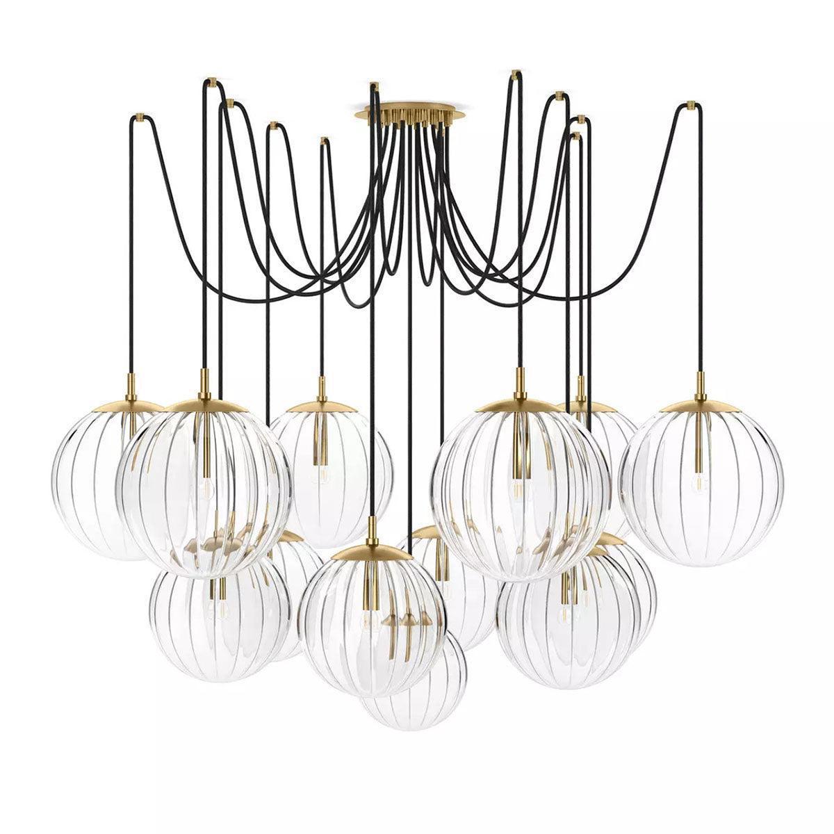 Art Crystal Ball Spider Chandelier Clear Ribbon Glass