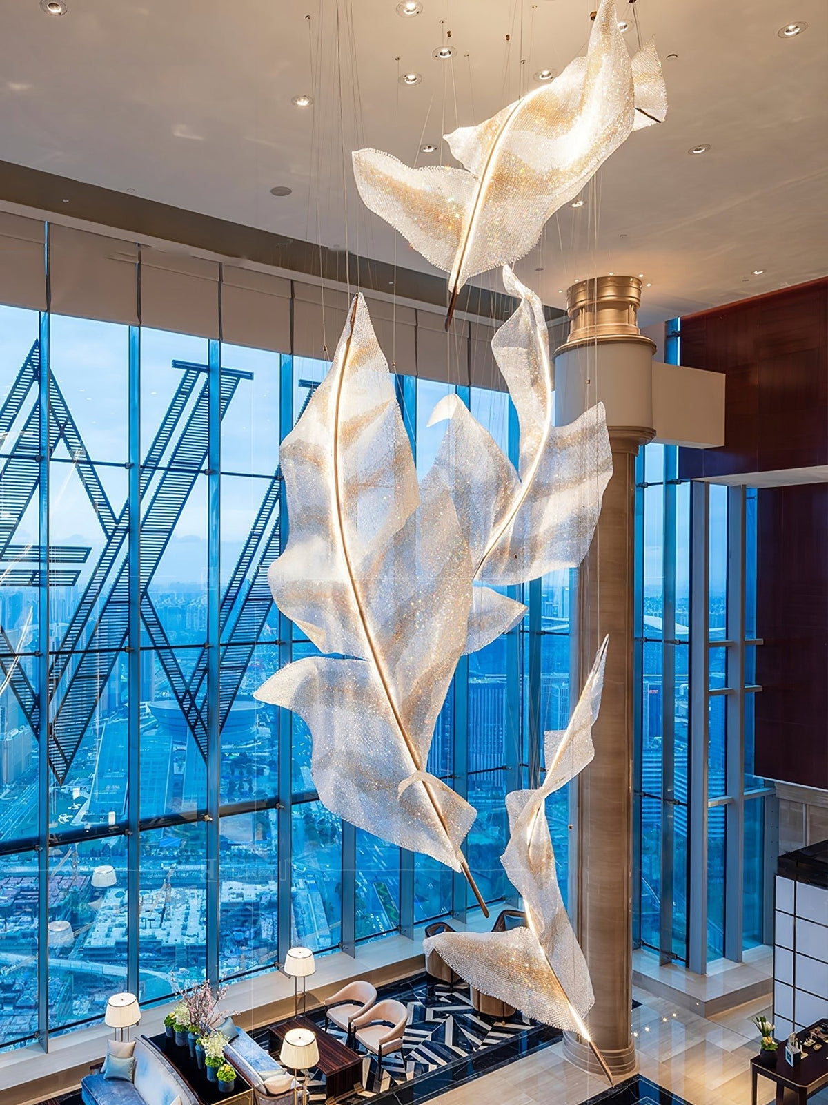 Galaxy Falling Leaves Glass Crystal Spiral Chandelier