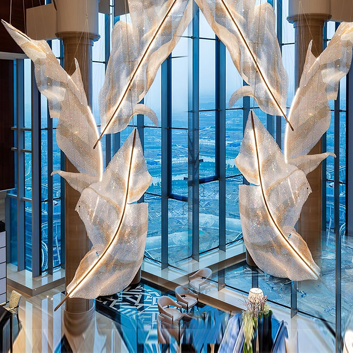 Galaxy Falling Leaves Glass Crystal Spiral Chandelier